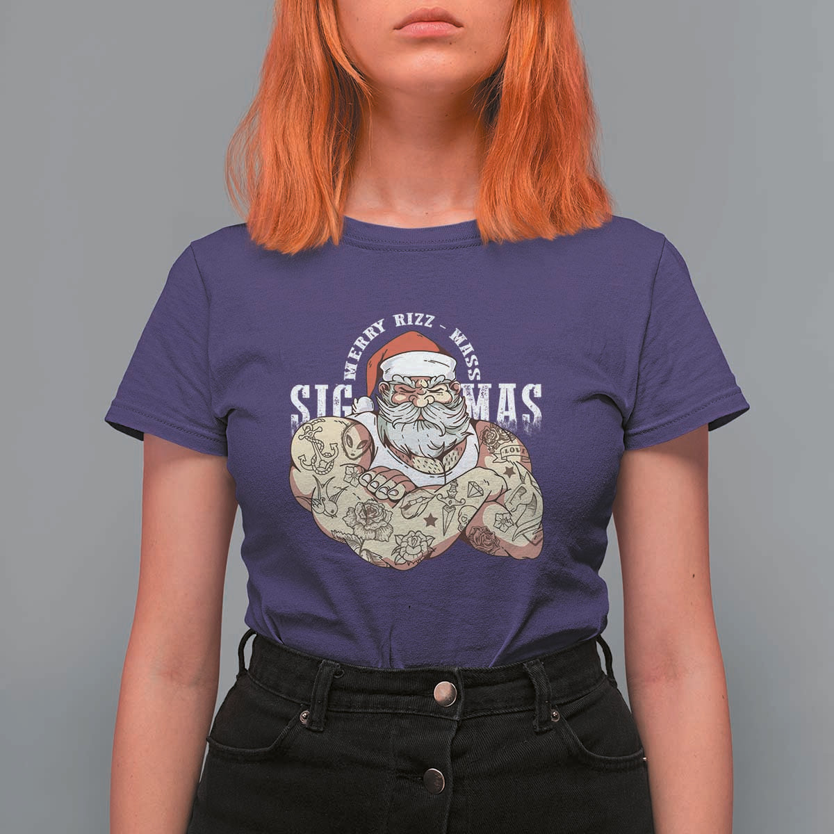 Funny Christmas Santa T Shirt For Women Merry Rizzmas Sigmas Charisma Rizz Santa - Wonder Print Shop