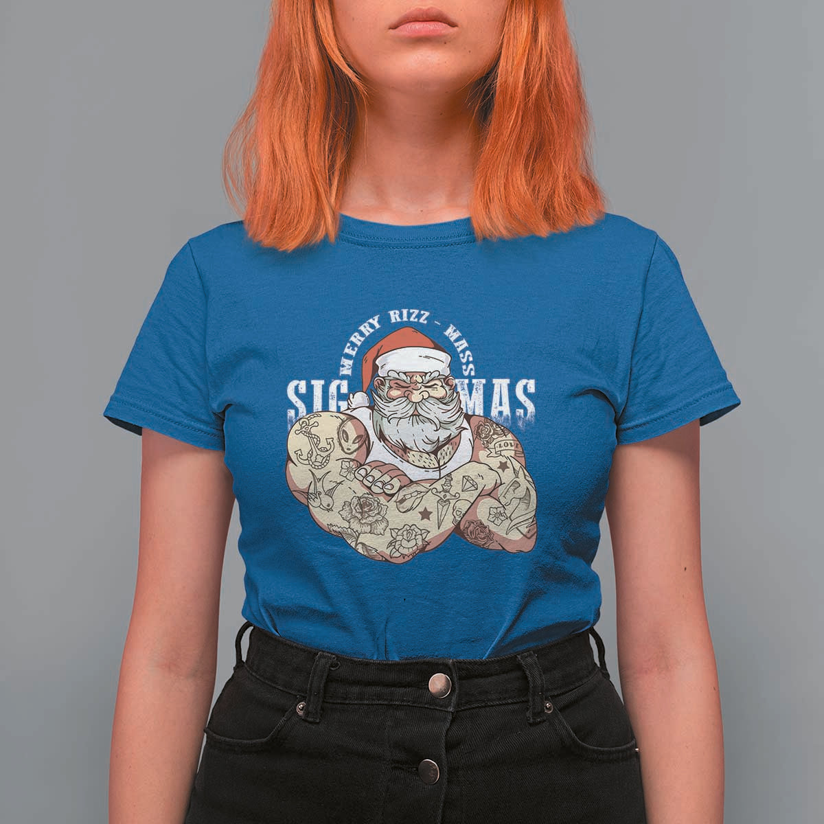 Funny Christmas Santa T Shirt For Women Merry Rizzmas Sigmas Charisma Rizz Santa - Wonder Print Shop