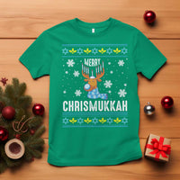 Funny Hanukkah Christmas T Shirt Merry Chrismukkah Reindeer David Stars Menorah - Wonder Print Shop