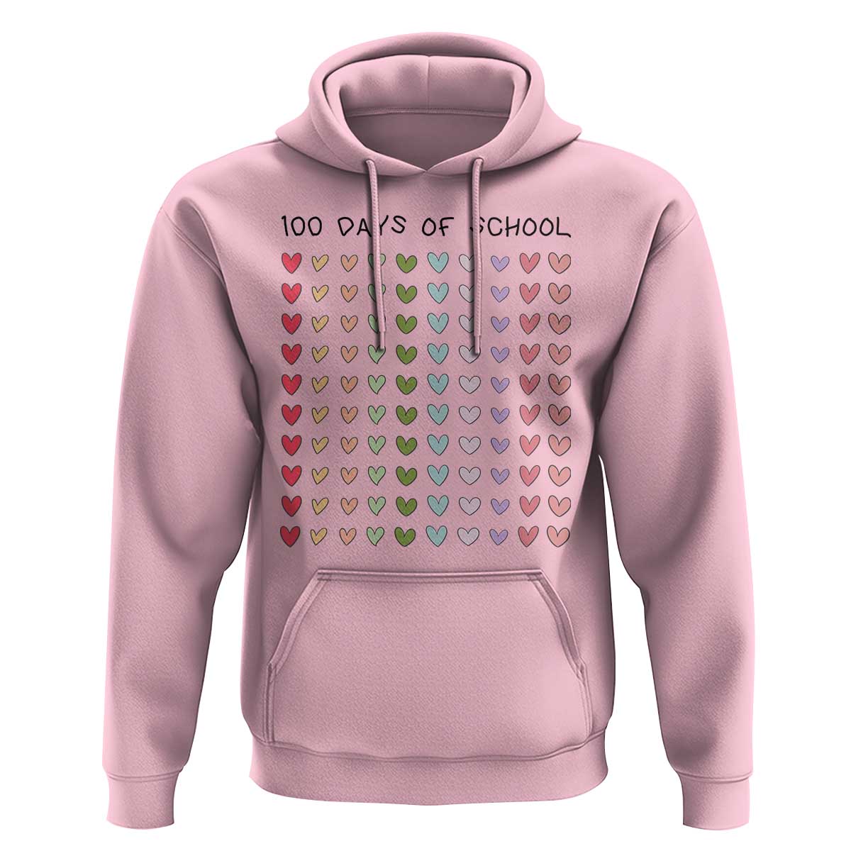 Funny 100 Days Of School Cute Pastel Heart Sketch Hoodie