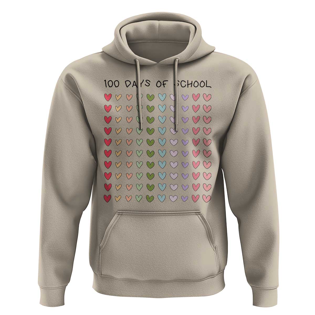 Funny 100 Days Of School Cute Pastel Heart Sketch Hoodie
