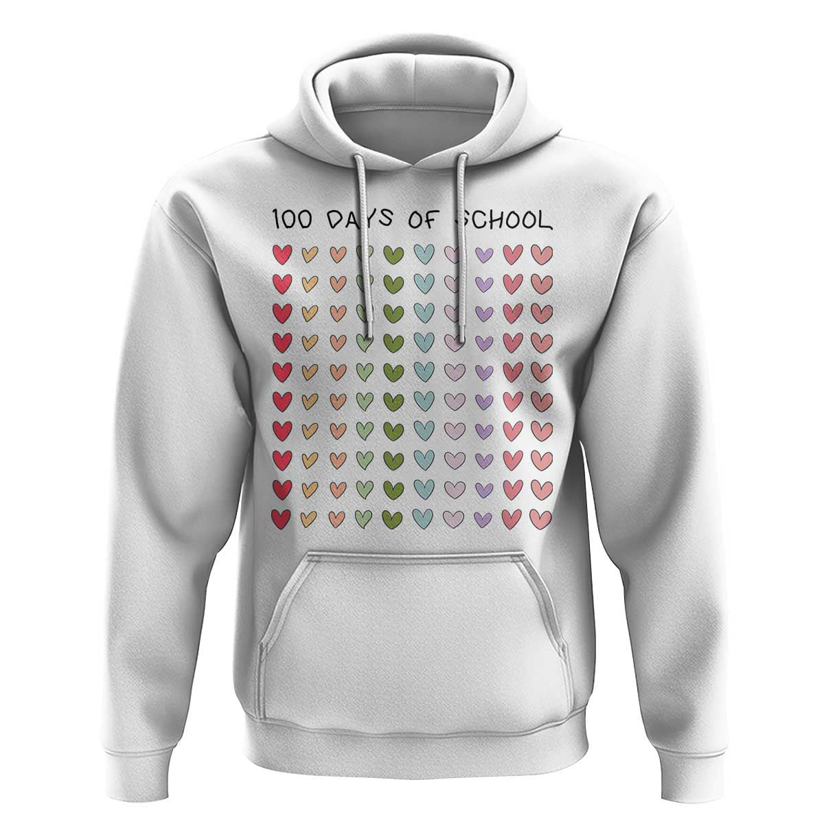 Funny 100 Days Of School Cute Pastel Heart Sketch Hoodie