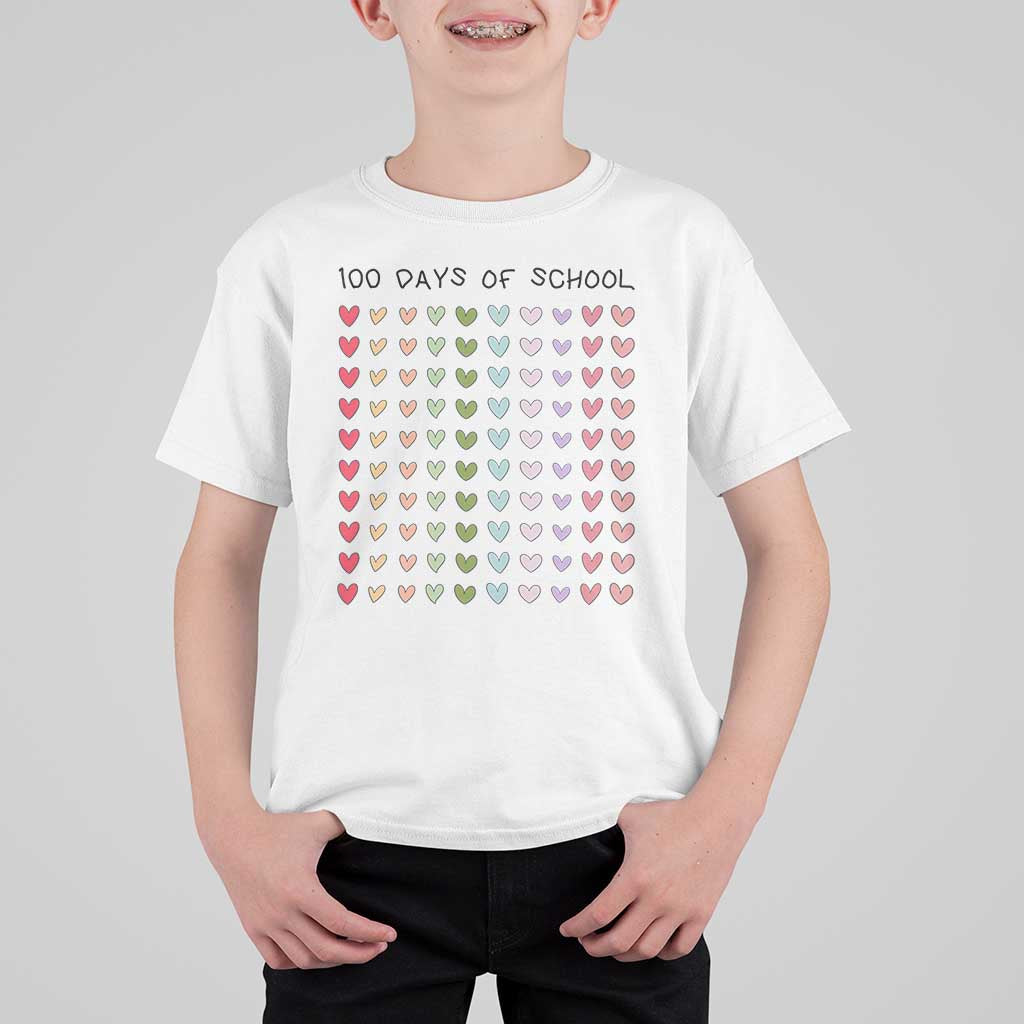 Funny 100 Days Of School Cute Pastel Heart Sketch T Shirt For Kid