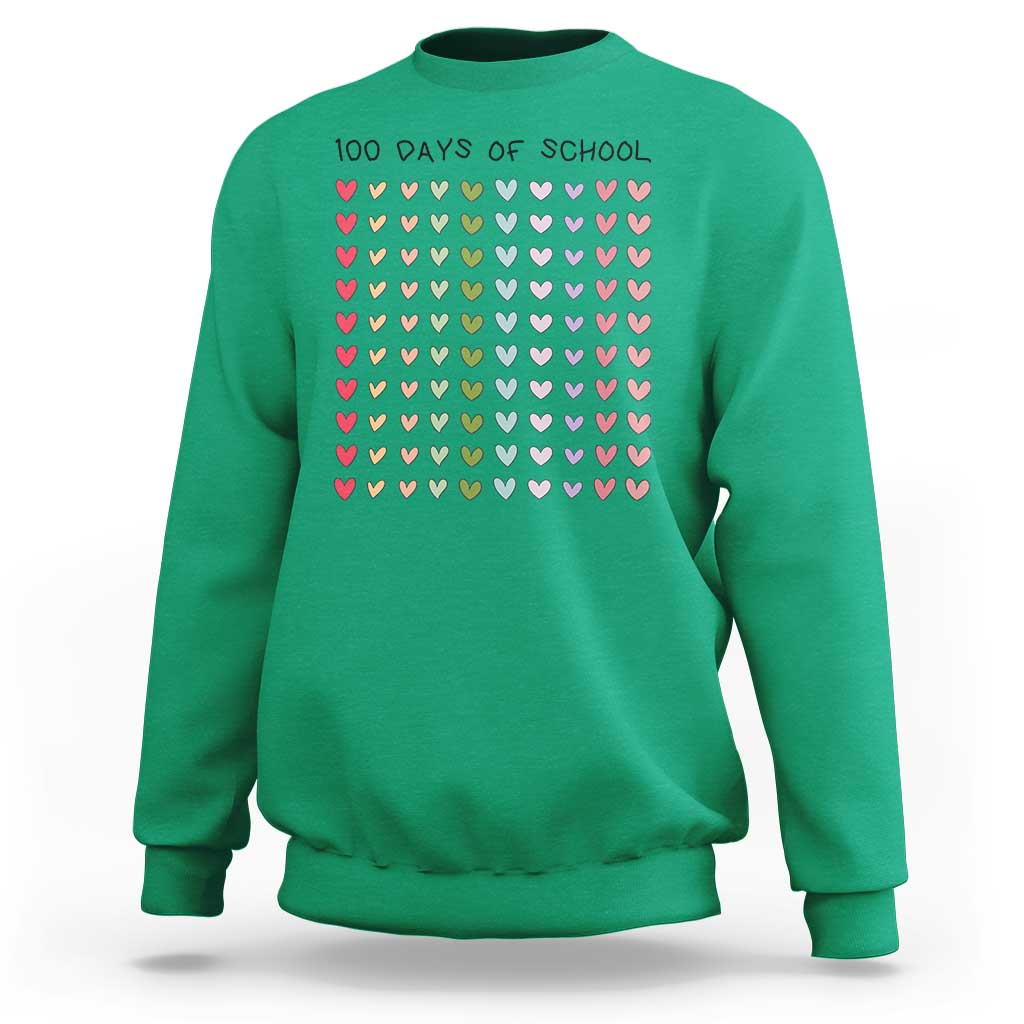Funny 100 Days Of School Cute Pastel Heart Sketch Sweatshirt