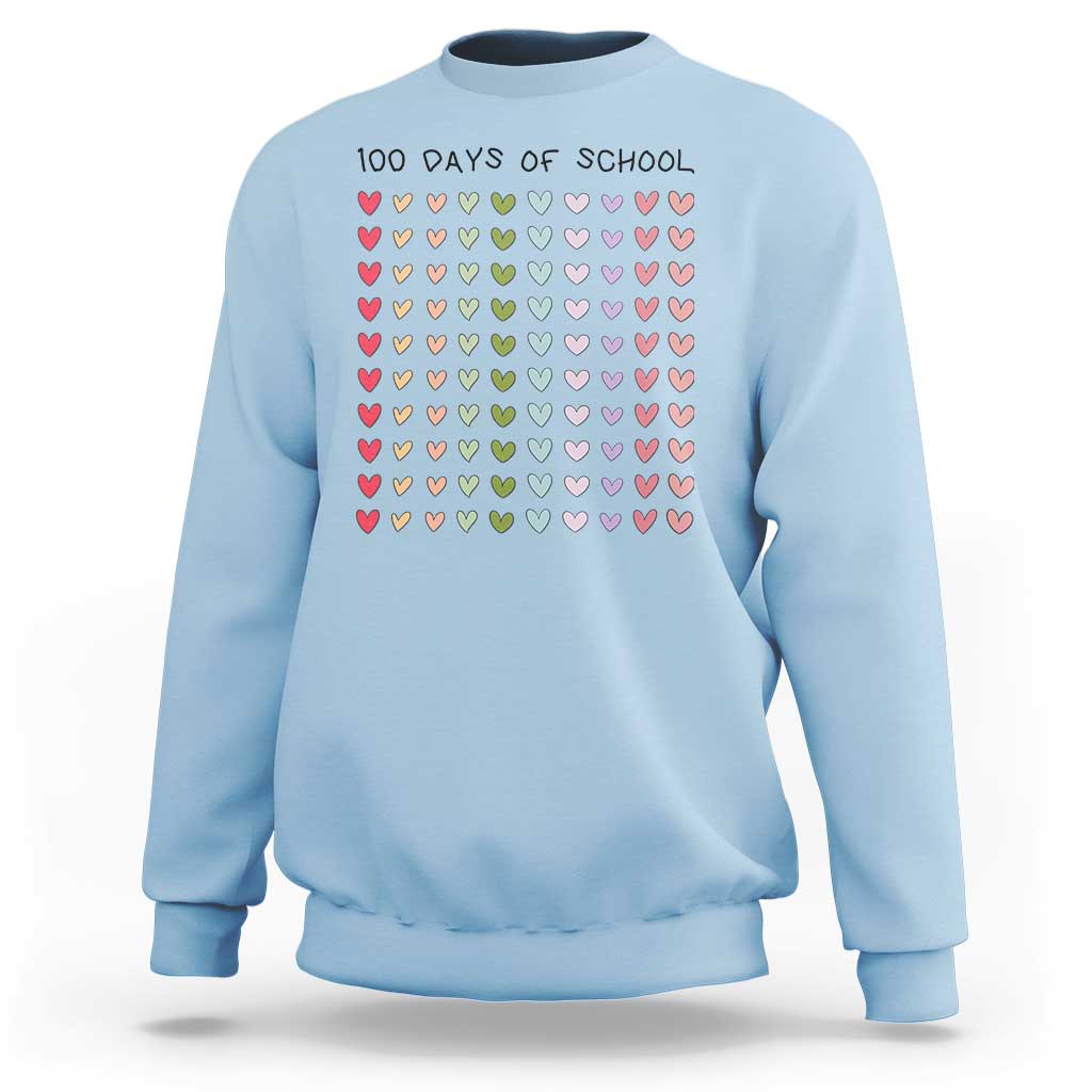 Funny 100 Days Of School Cute Pastel Heart Sketch Sweatshirt