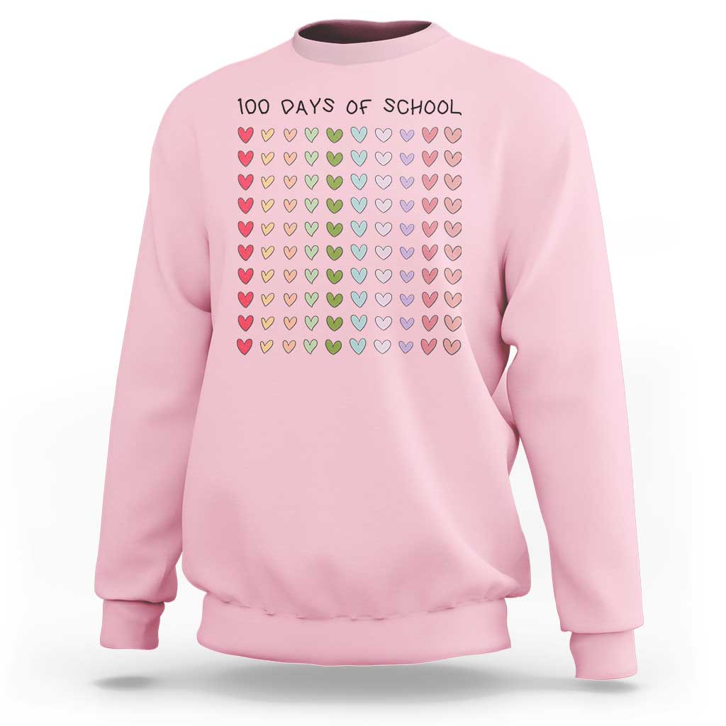 Funny 100 Days Of School Cute Pastel Heart Sketch Sweatshirt