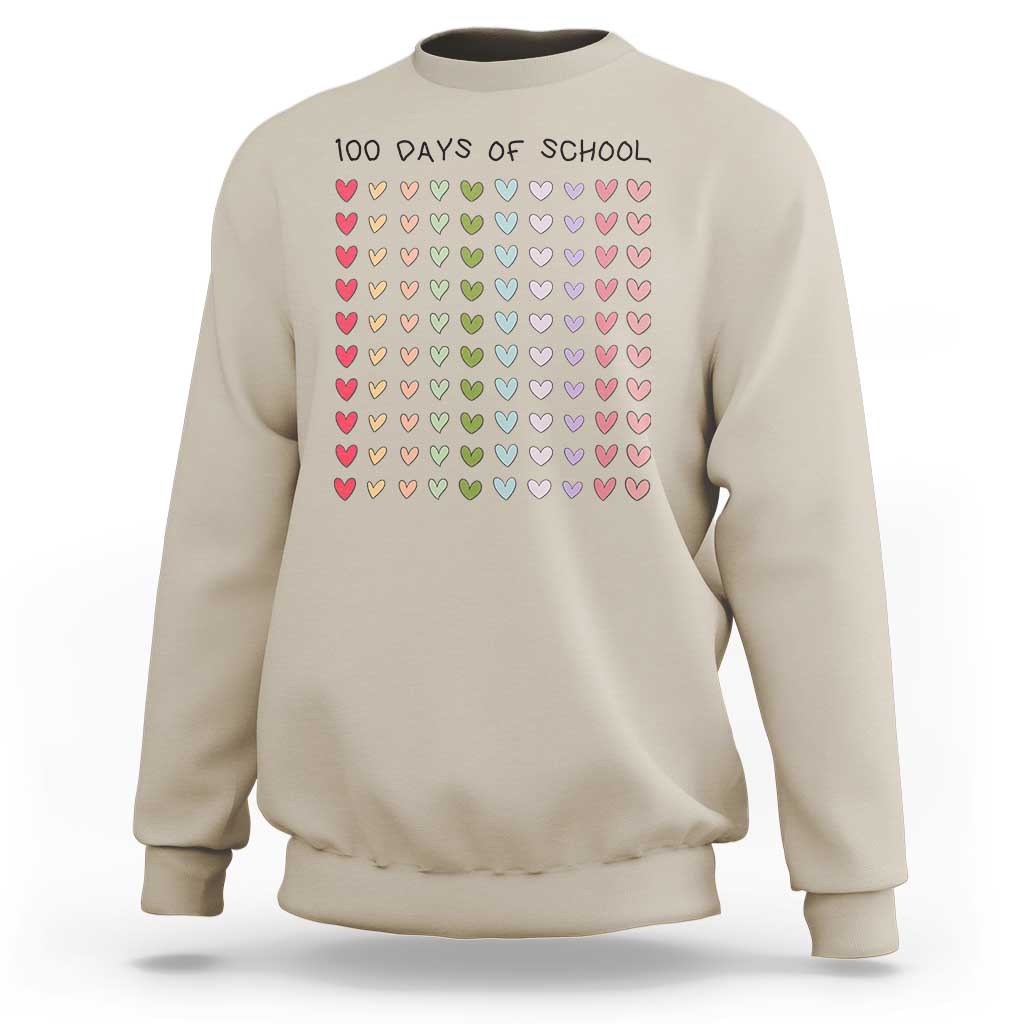 Funny 100 Days Of School Cute Pastel Heart Sketch Sweatshirt