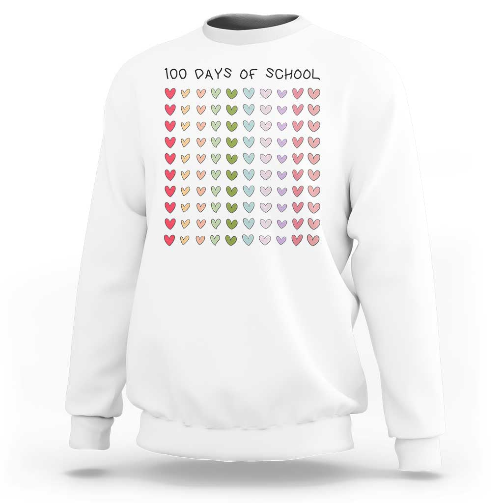 Funny 100 Days Of School Cute Pastel Heart Sketch Sweatshirt