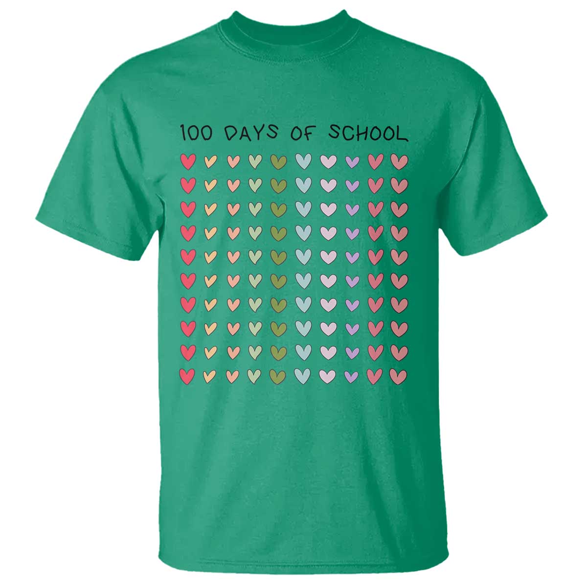Funny 100 Days Of School Cute Pastel Heart Sketch T Shirt