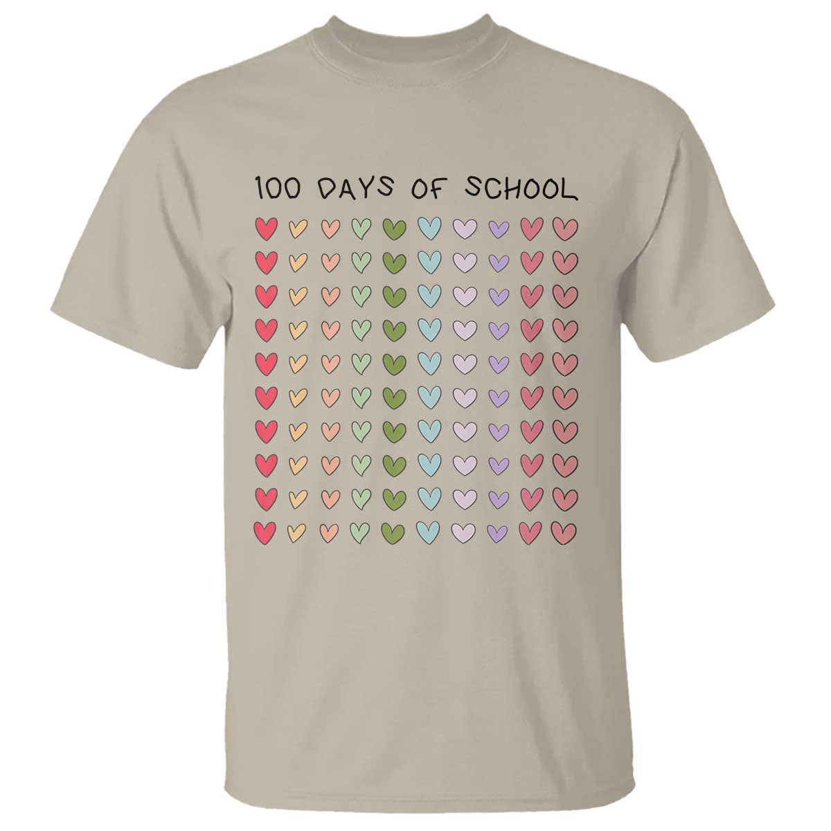 Funny 100 Days Of School Cute Pastel Heart Sketch T Shirt