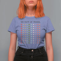 Funny 100 Days Of School Cute Pastel Heart Sketch T Shirt For Women