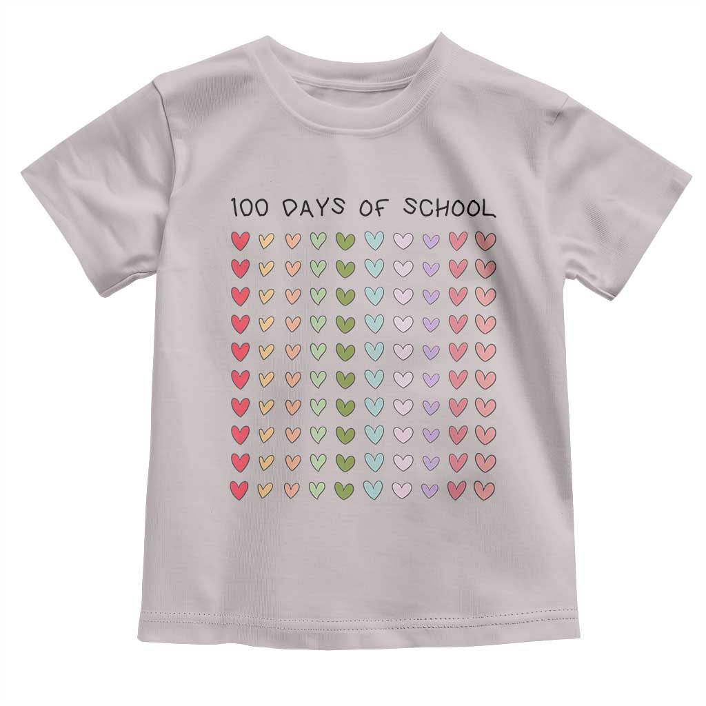 Funny 100 Days Of School Cute Pastel Heart Sketch Toddler T Shirt