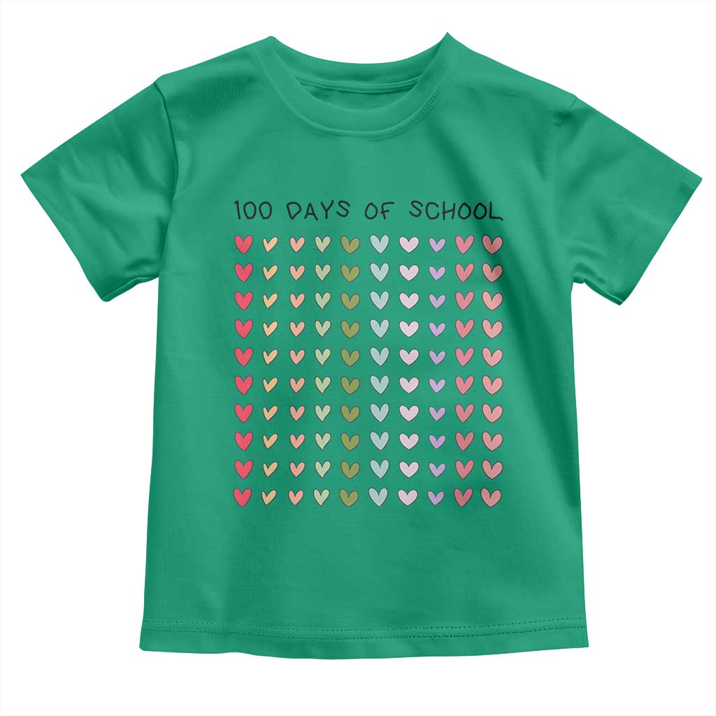 Funny 100 Days Of School Cute Pastel Heart Sketch Toddler T Shirt