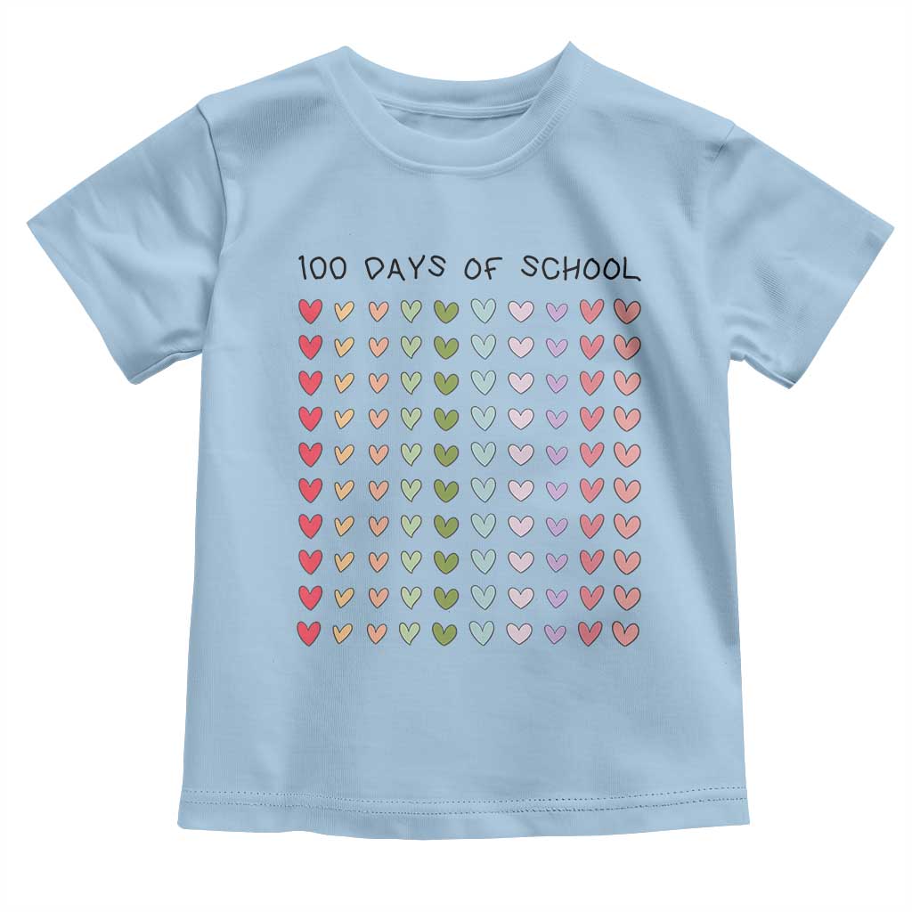 Funny 100 Days Of School Cute Pastel Heart Sketch Toddler T Shirt