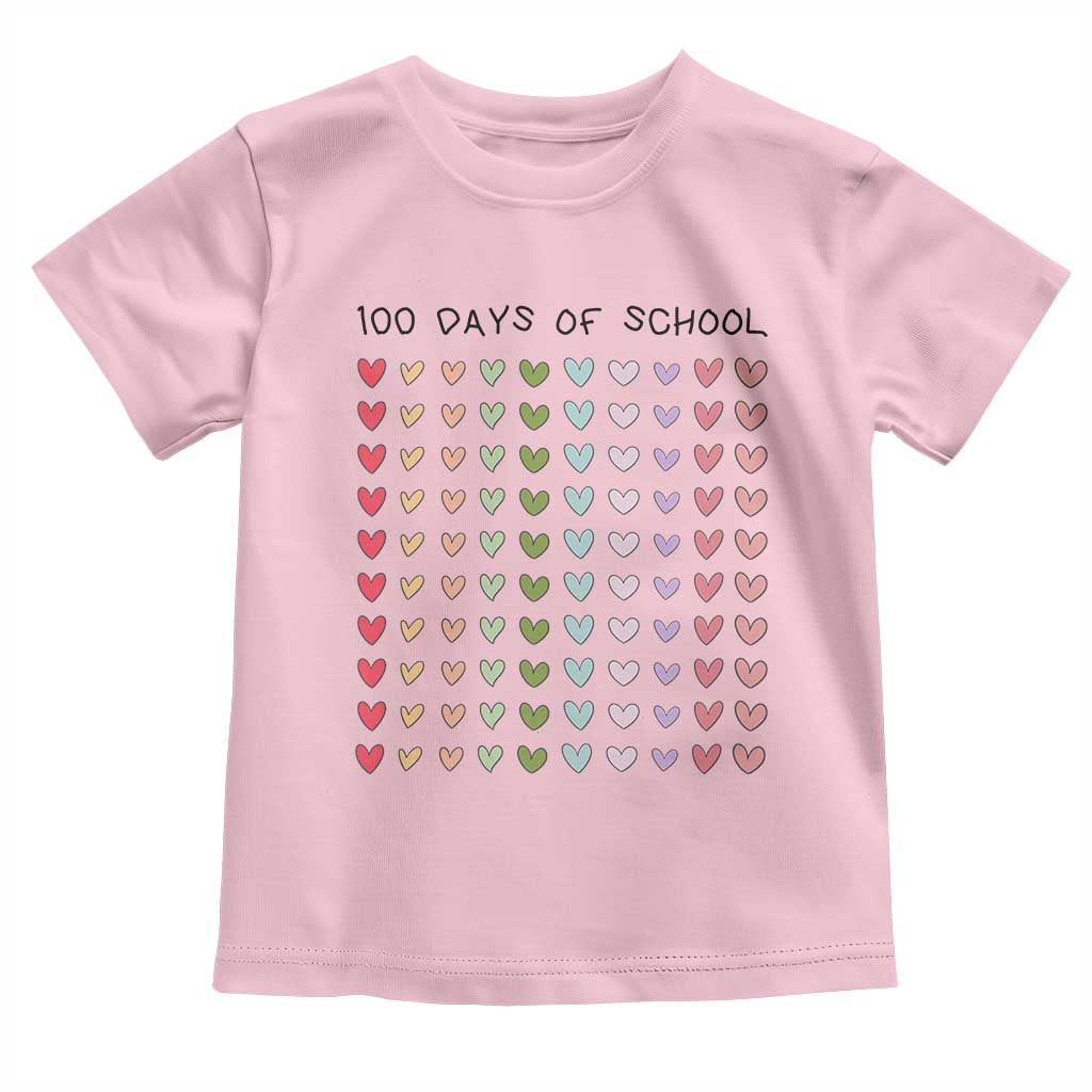 Funny 100 Days Of School Cute Pastel Heart Sketch Toddler T Shirt