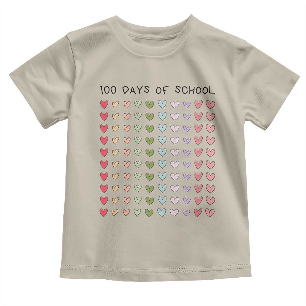 Funny 100 Days Of School Cute Pastel Heart Sketch Toddler T Shirt