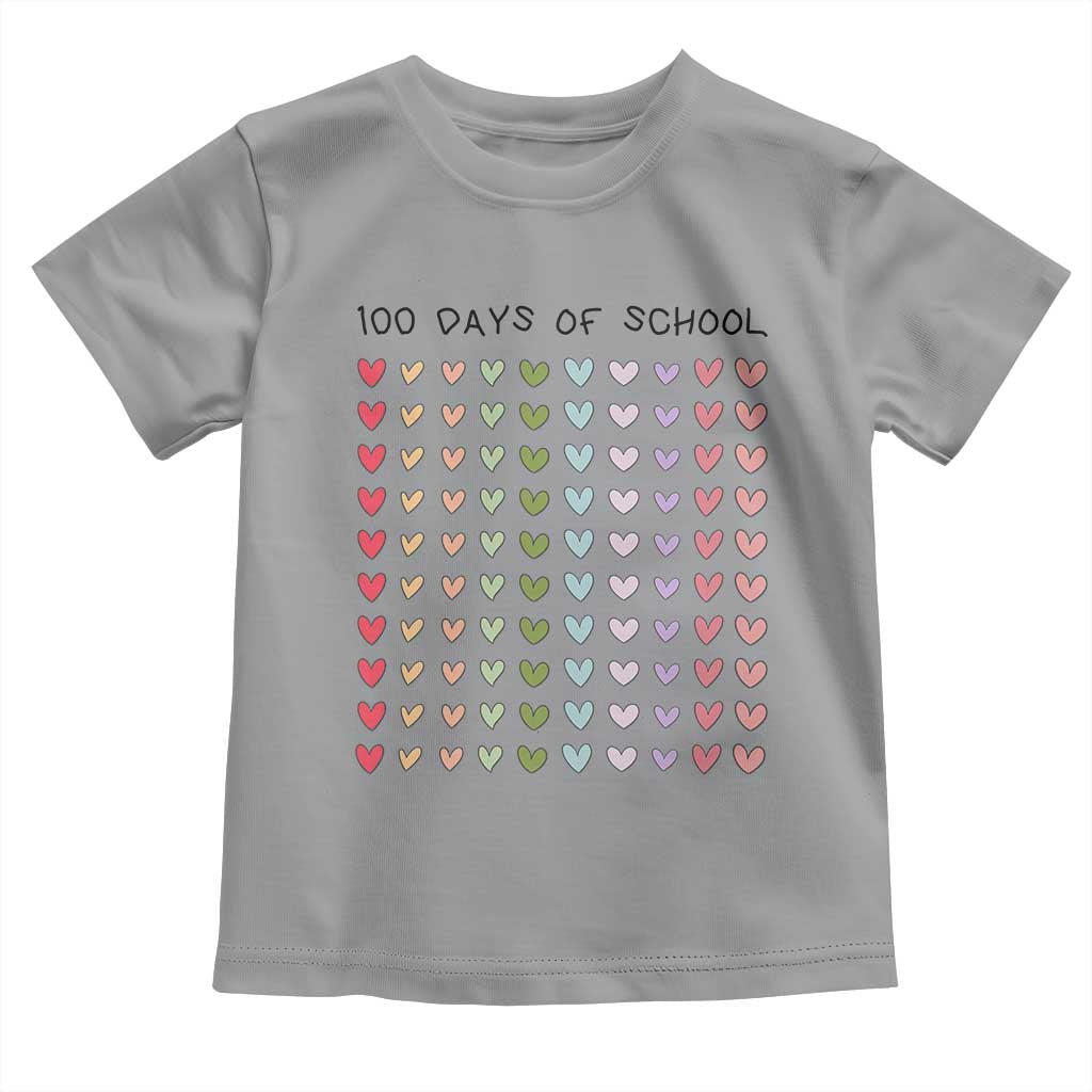 Funny 100 Days Of School Cute Pastel Heart Sketch Toddler T Shirt