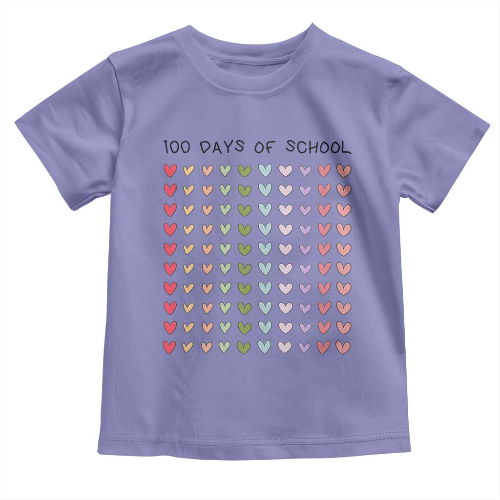 Funny 100 Days Of School Cute Pastel Heart Sketch Toddler T Shirt