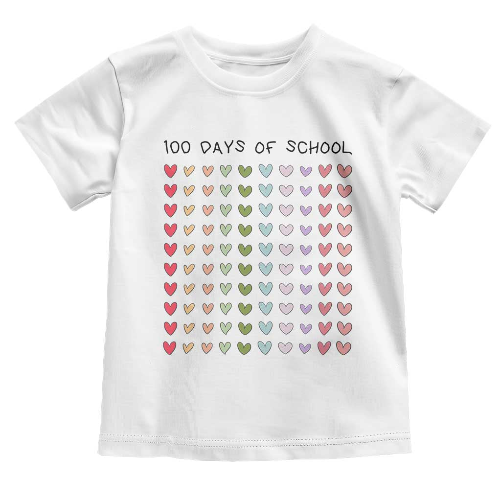 Funny 100 Days Of School Cute Pastel Heart Sketch Toddler T Shirt