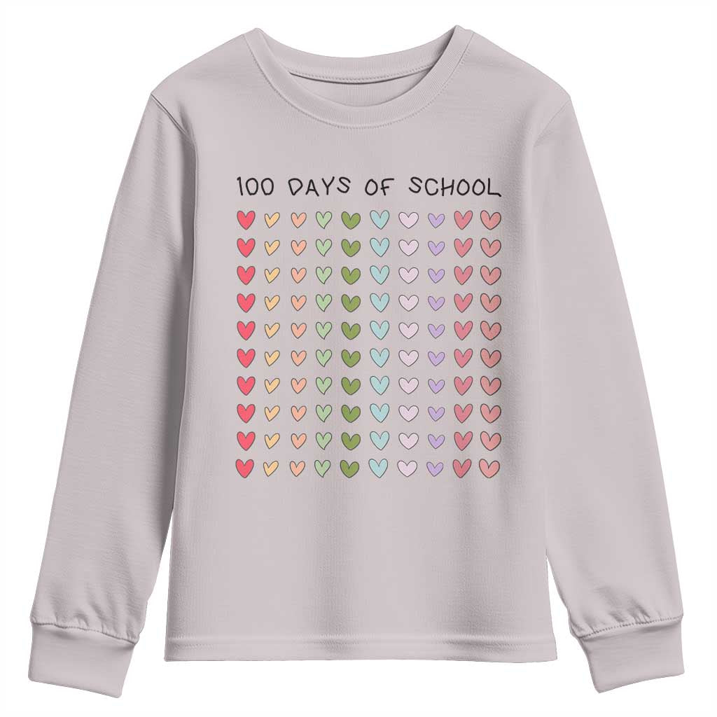 Funny 100 Days Of School Cute Pastel Heart Sketch Youth Sweatshirt
