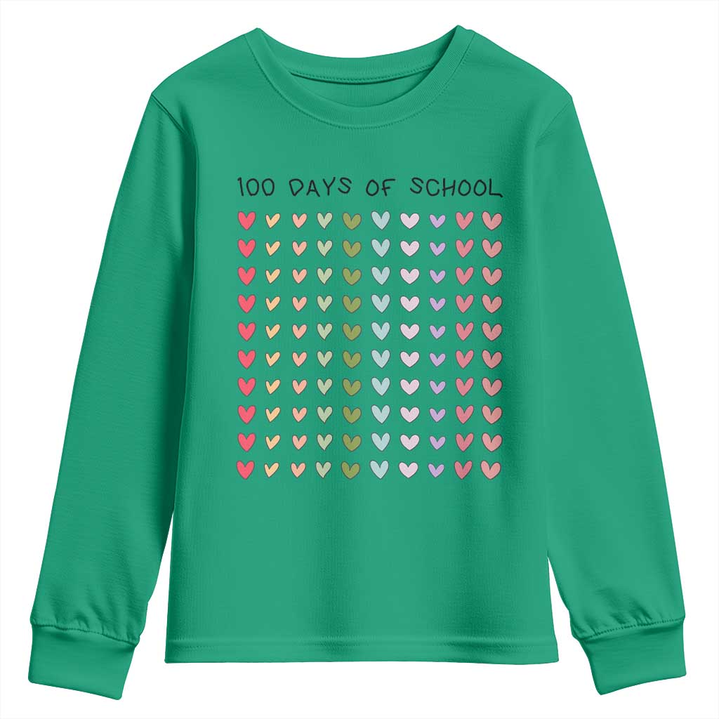 Funny 100 Days Of School Cute Pastel Heart Sketch Youth Sweatshirt
