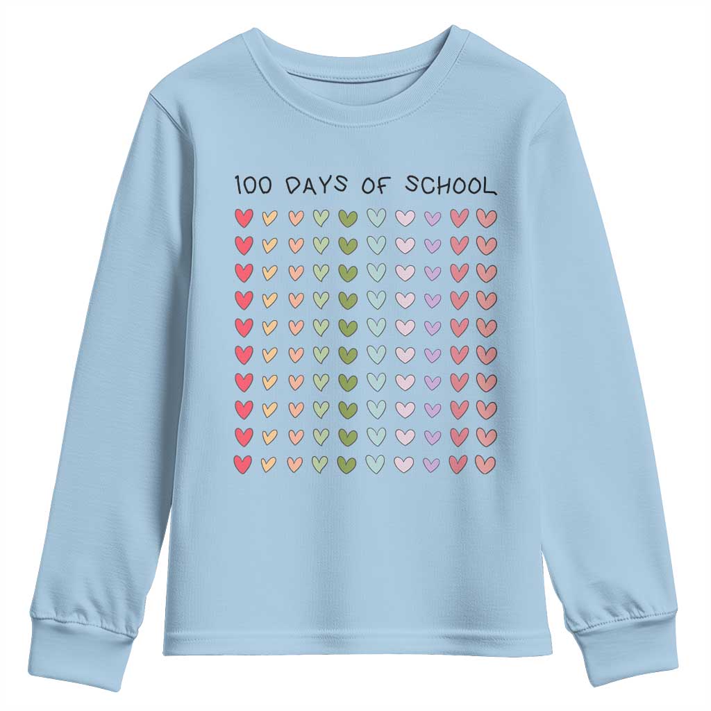 Funny 100 Days Of School Cute Pastel Heart Sketch Youth Sweatshirt