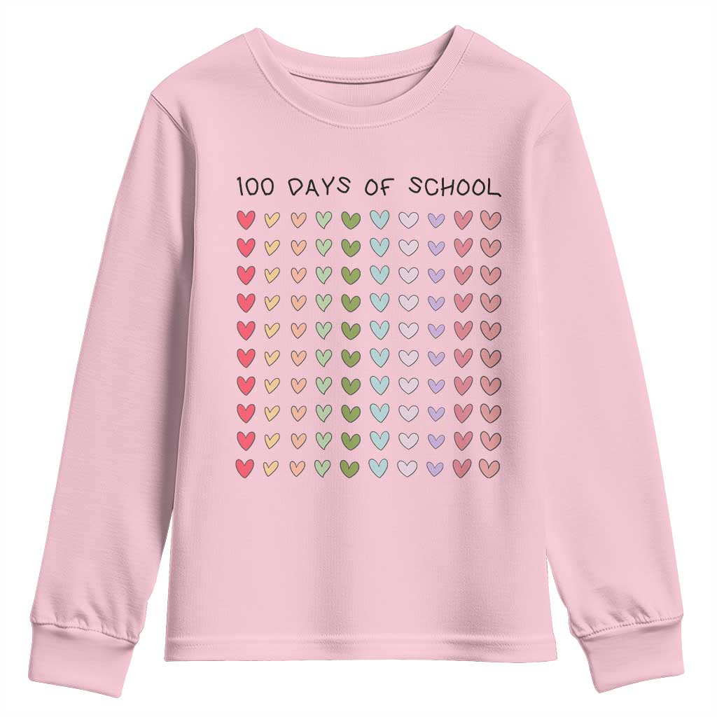 Funny 100 Days Of School Cute Pastel Heart Sketch Youth Sweatshirt