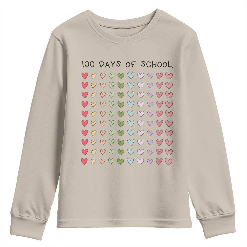 Funny 100 Days Of School Cute Pastel Heart Sketch Youth Sweatshirt