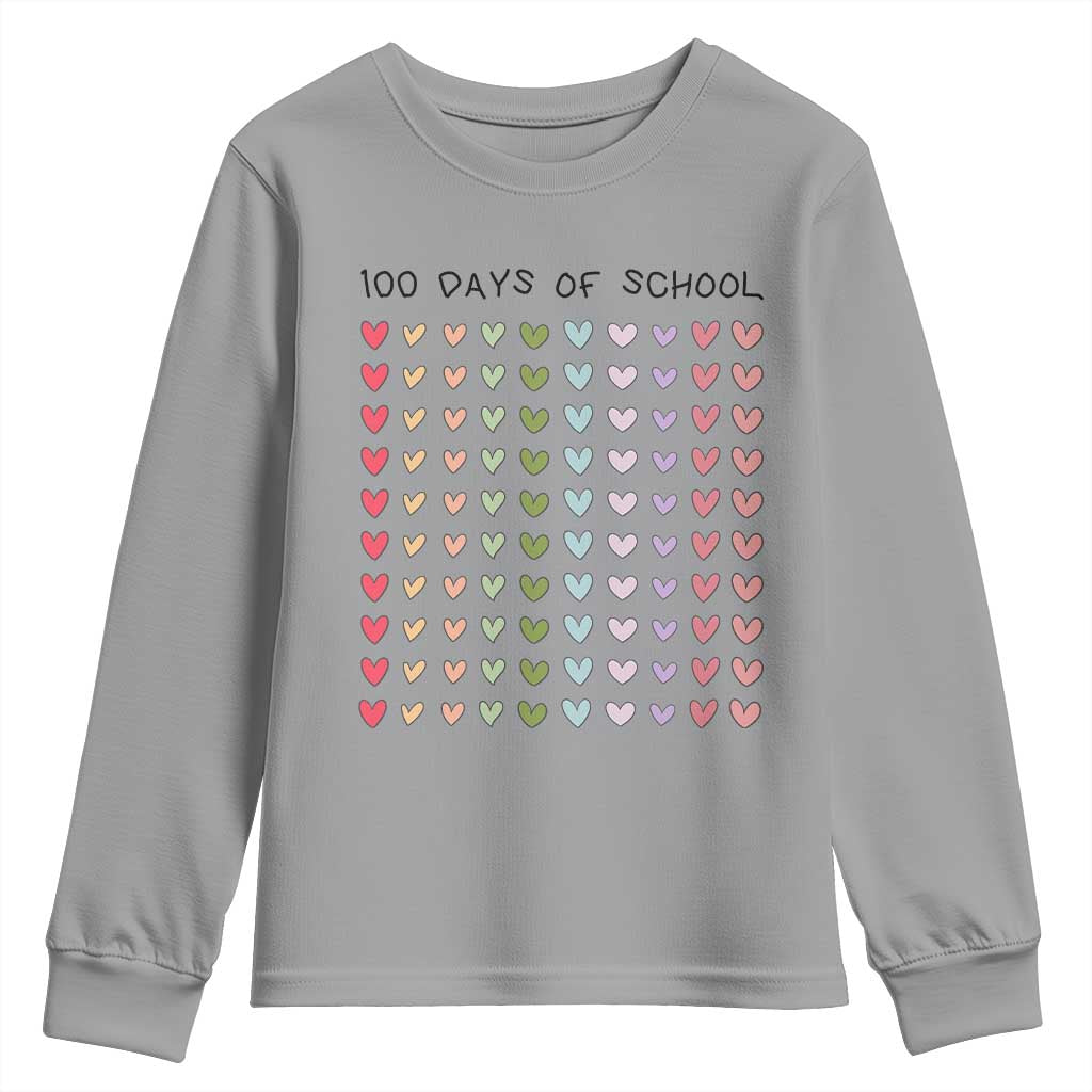Funny 100 Days Of School Cute Pastel Heart Sketch Youth Sweatshirt