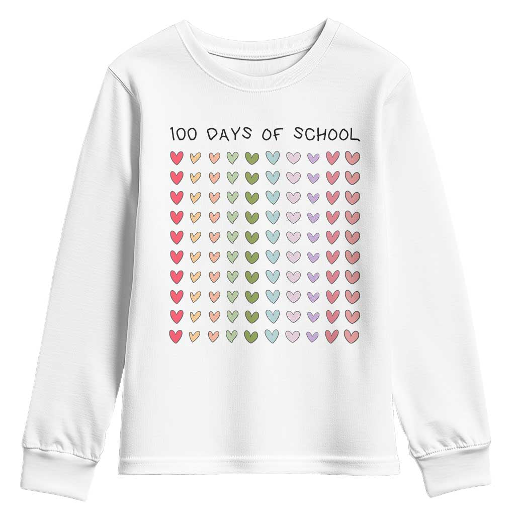Funny 100 Days Of School Cute Pastel Heart Sketch Youth Sweatshirt
