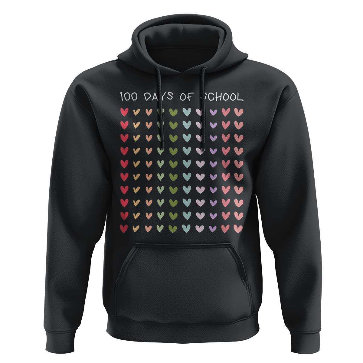 Funny 100 Days Of School Pastel Heart Sketch Hoodie