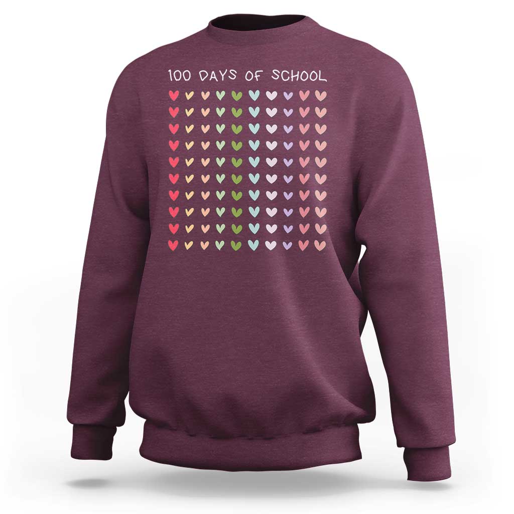 Funny 100 Days Of School Pastel Heart Sketch Sweatshirt