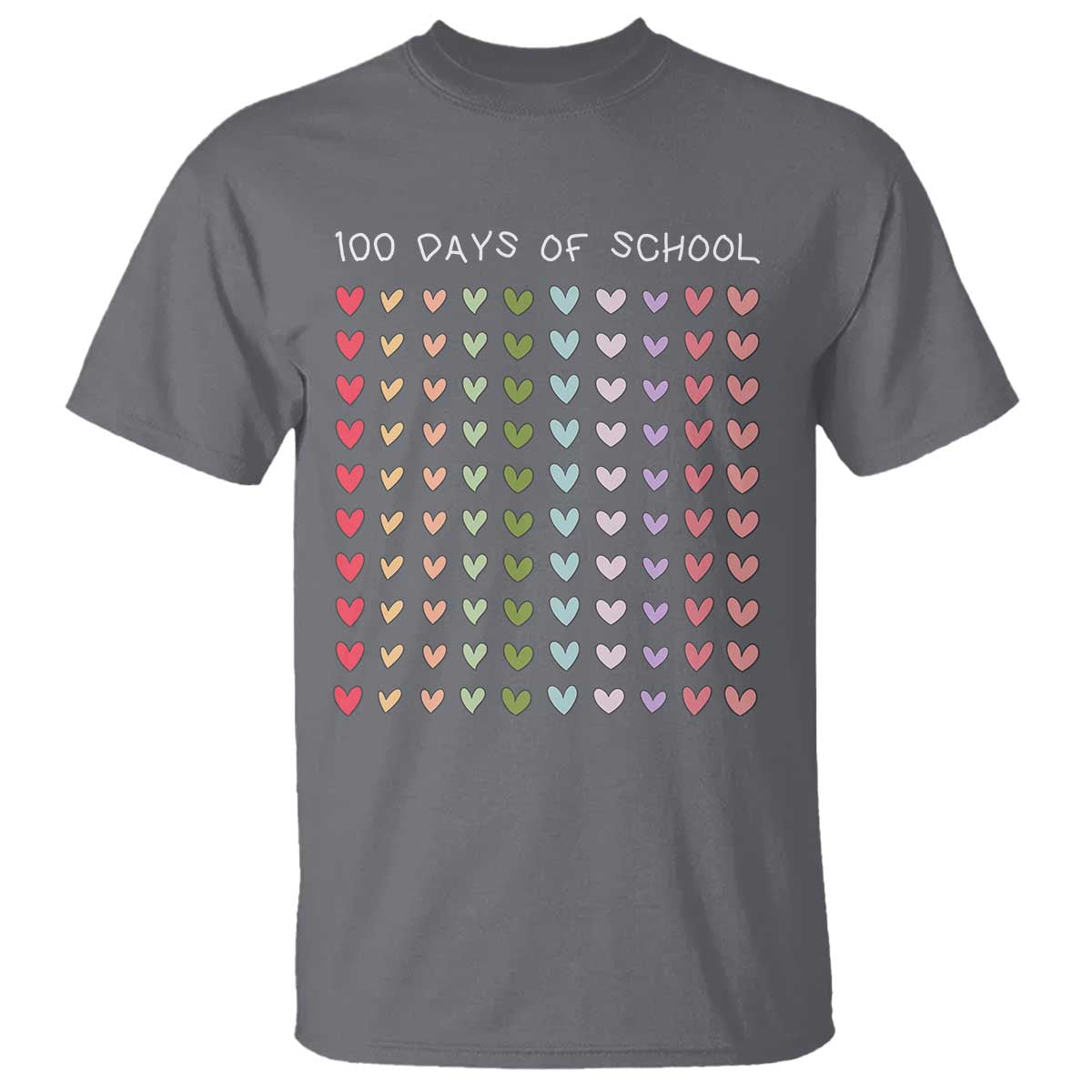 Funny 100 Days Of School Pastel Heart Sketch T Shirt