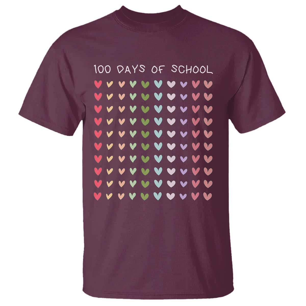 Funny 100 Days Of School Pastel Heart Sketch T Shirt