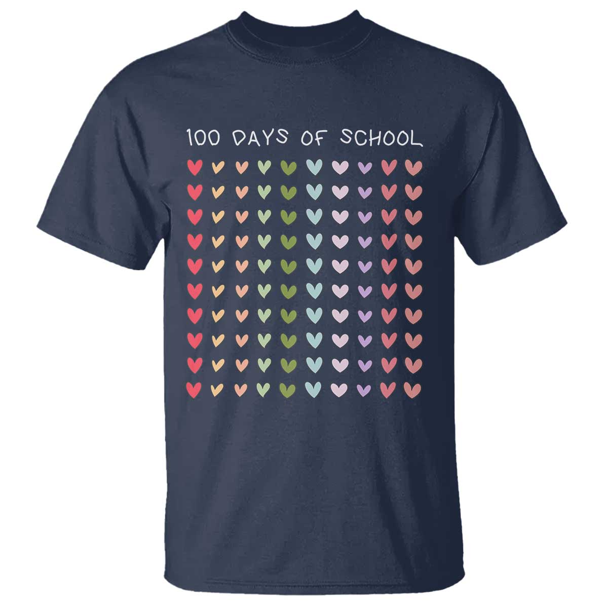 Funny 100 Days Of School Pastel Heart Sketch T Shirt