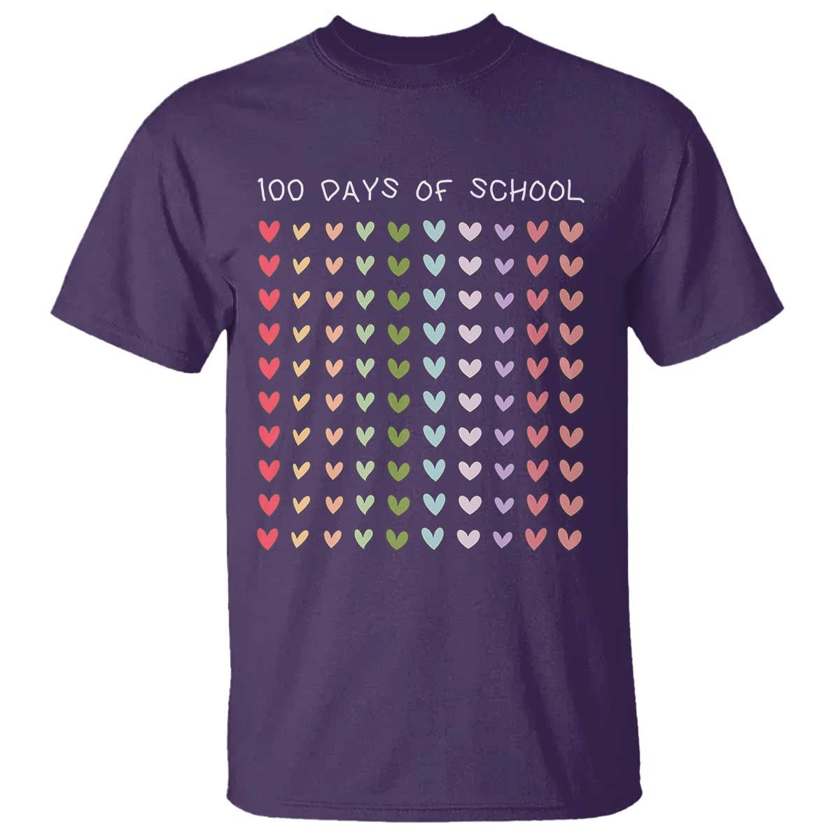 Funny 100 Days Of School Pastel Heart Sketch T Shirt