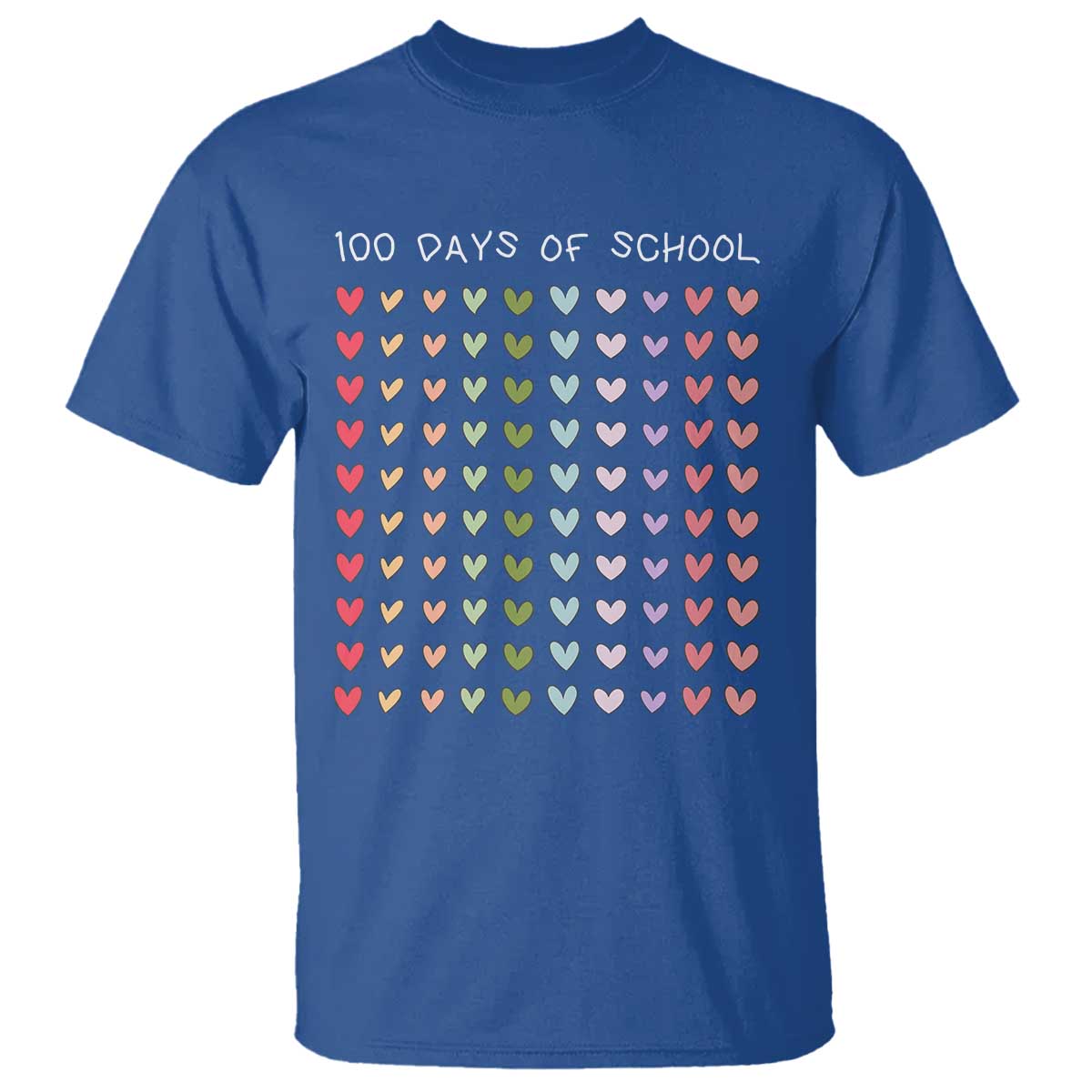 Funny 100 Days Of School Pastel Heart Sketch T Shirt