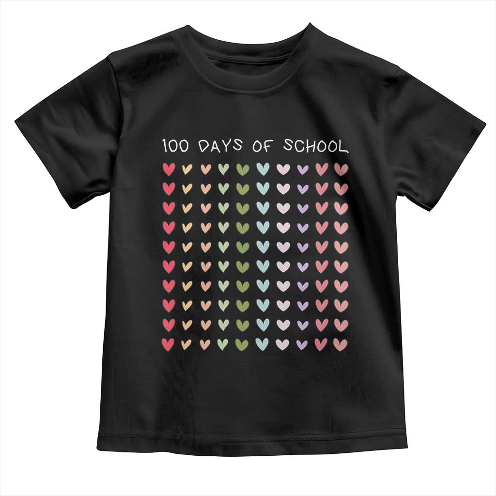 Funny 100 Days Of School Pastel Heart Sketch Toddler T Shirt
