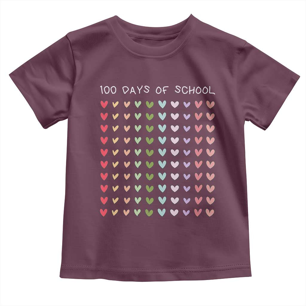 Funny 100 Days Of School Pastel Heart Sketch Toddler T Shirt