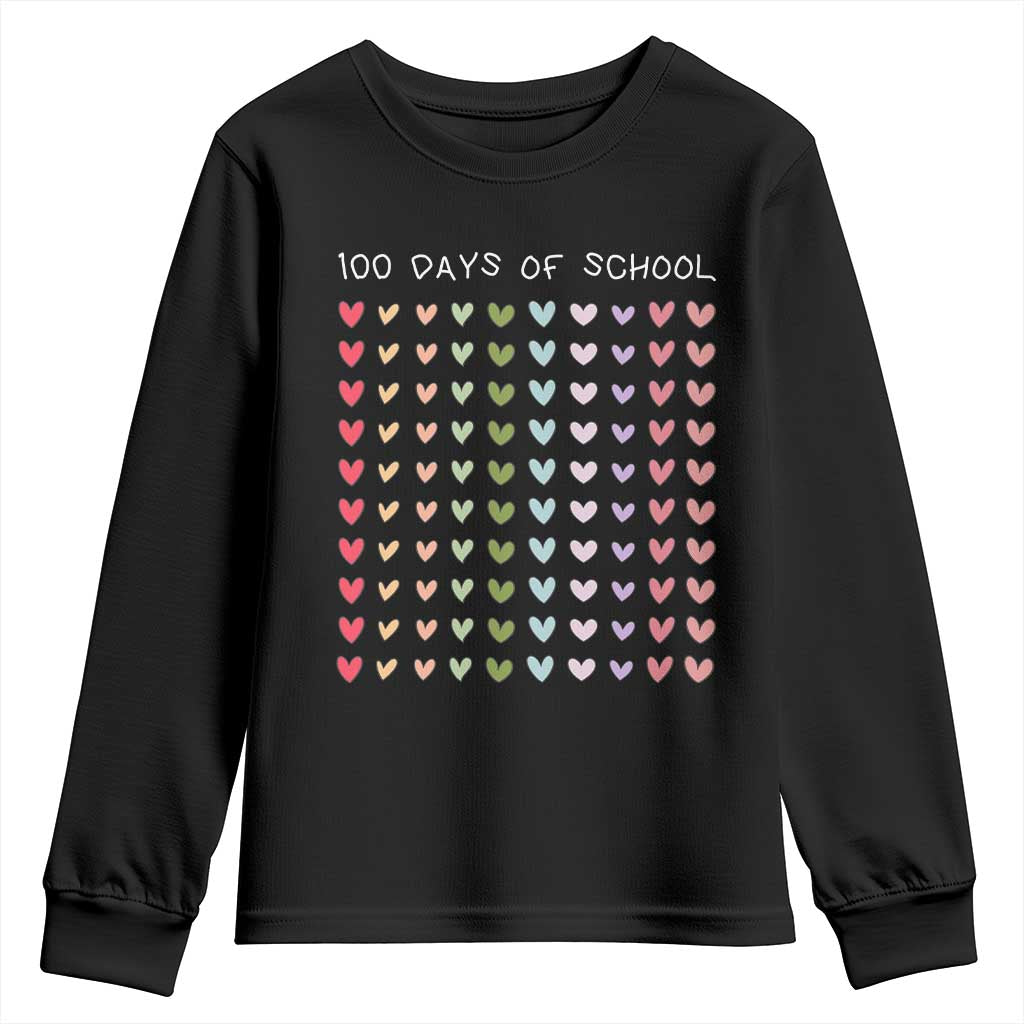 Funny 100 Days Of School Pastel Heart Sketch Youth Sweatshirt