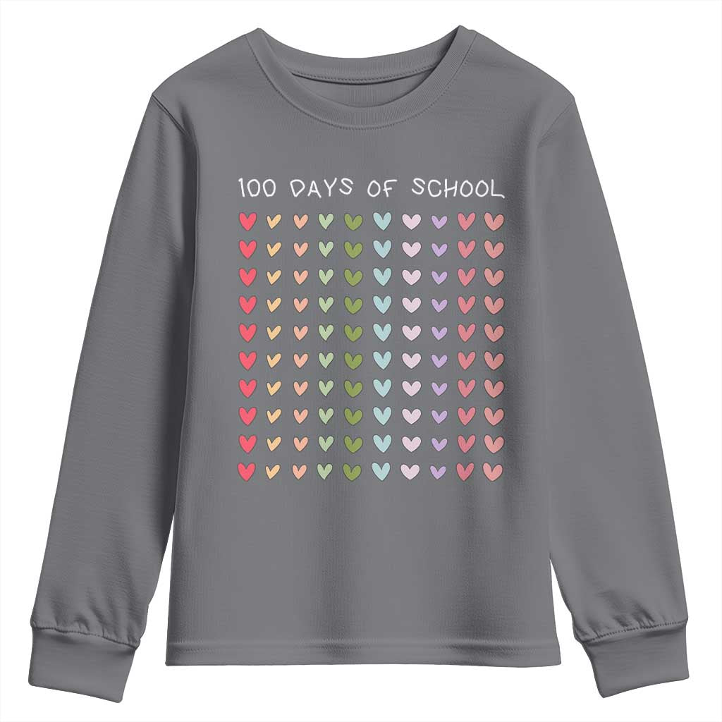 Funny 100 Days Of School Pastel Heart Sketch Youth Sweatshirt