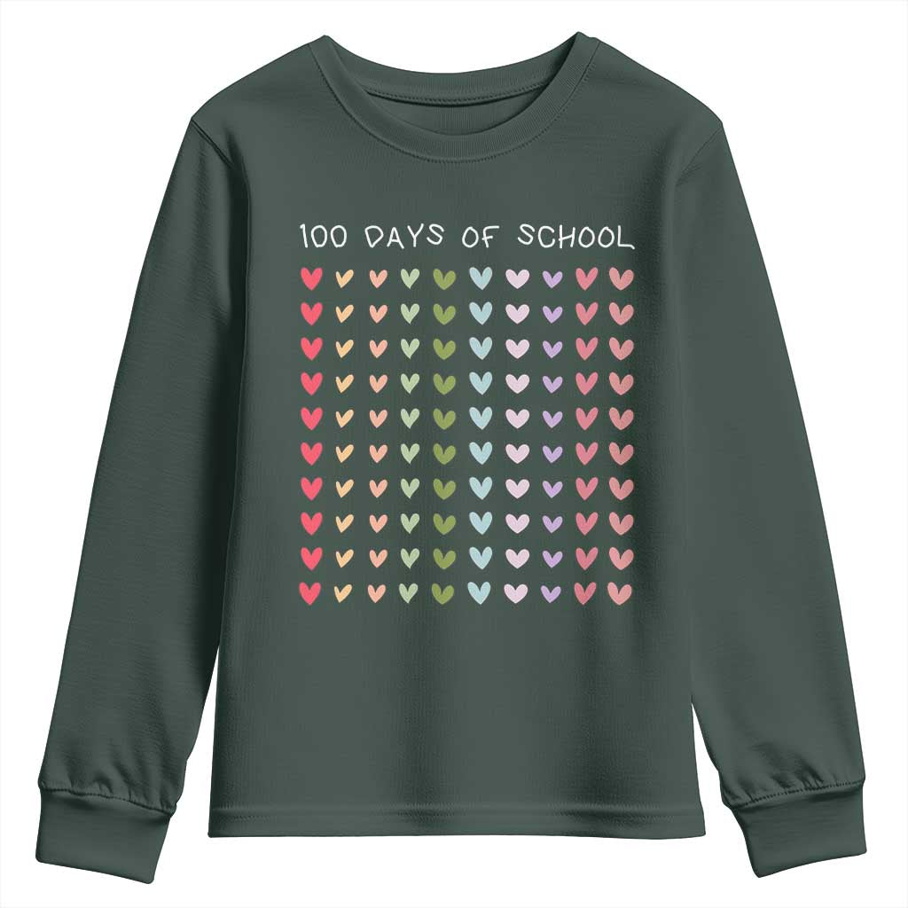 Funny 100 Days Of School Pastel Heart Sketch Youth Sweatshirt
