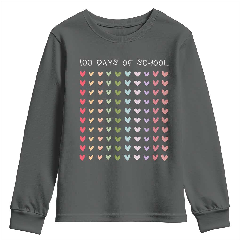 Funny 100 Days Of School Pastel Heart Sketch Youth Sweatshirt