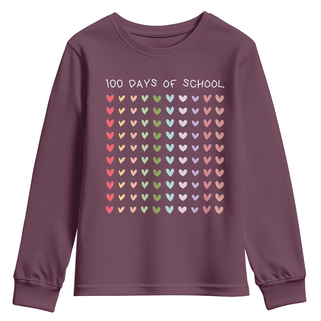 Funny 100 Days Of School Pastel Heart Sketch Youth Sweatshirt