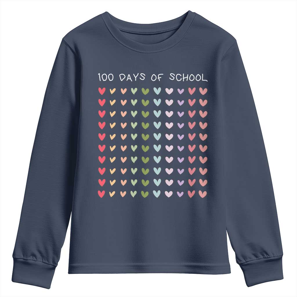 Funny 100 Days Of School Pastel Heart Sketch Youth Sweatshirt