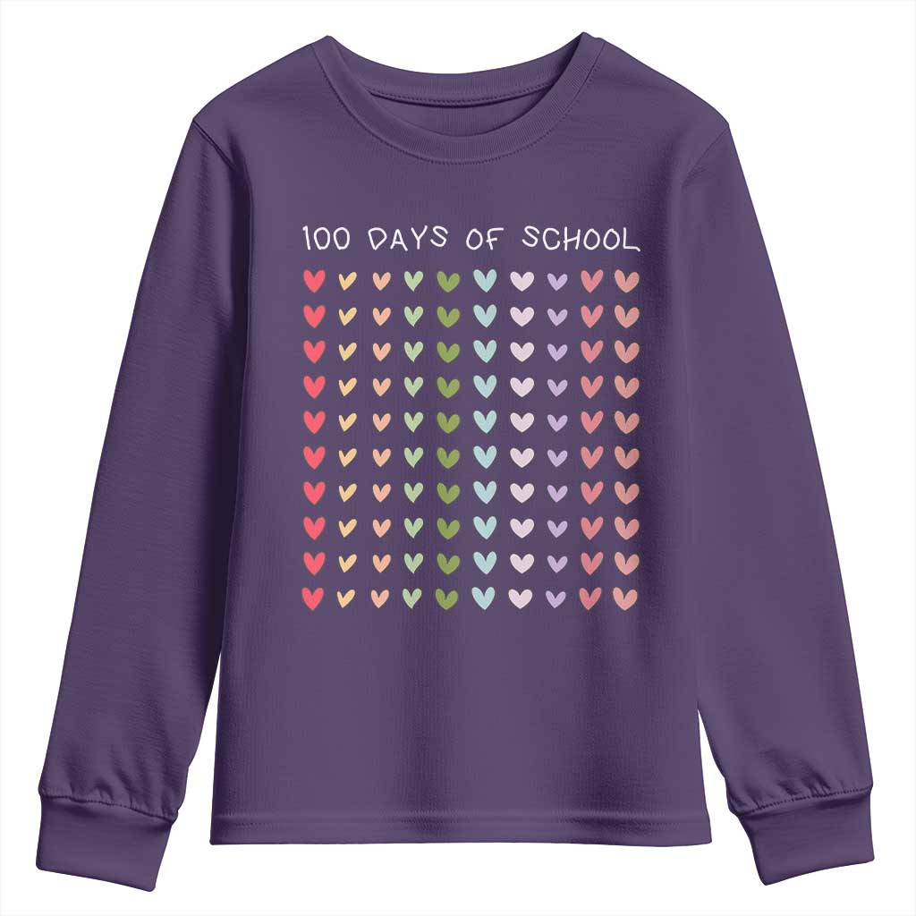 Funny 100 Days Of School Pastel Heart Sketch Youth Sweatshirt