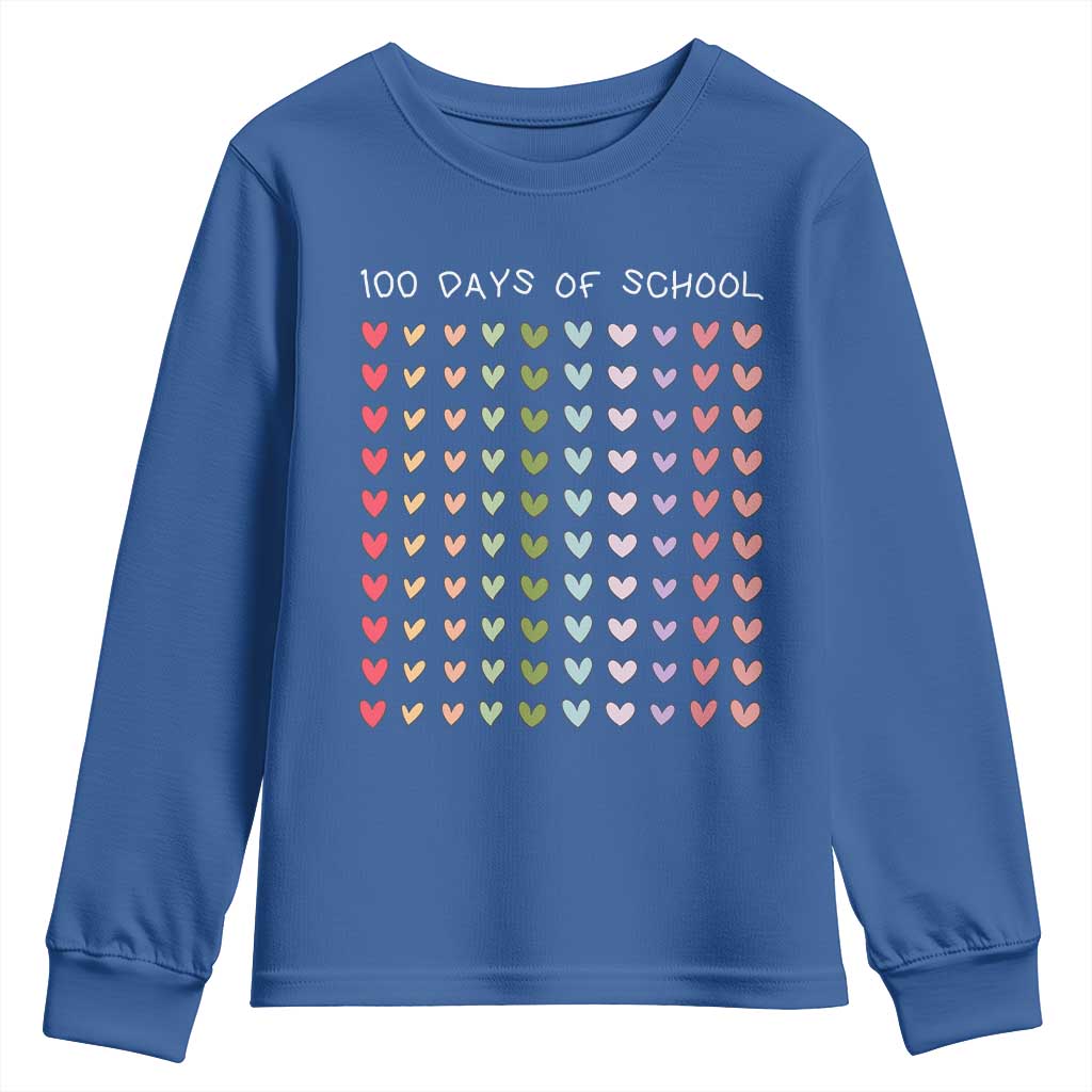 Funny 100 Days Of School Pastel Heart Sketch Youth Sweatshirt