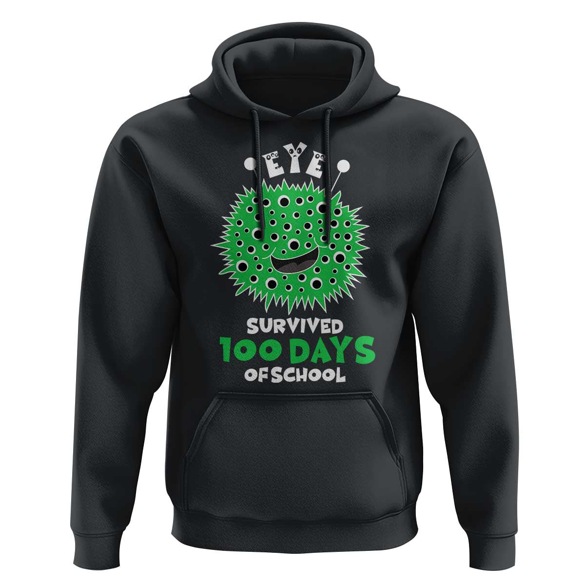 Funny Monster Virus Eye Survived 100 Days Of School Hoodie