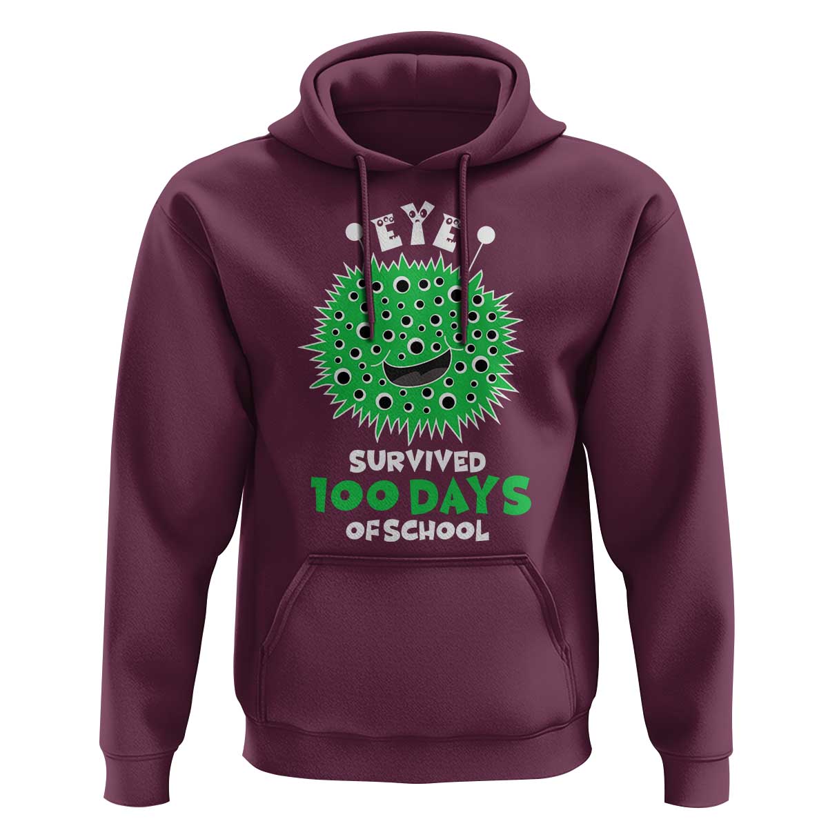 Funny Monster Virus Eye Survived 100 Days Of School Hoodie