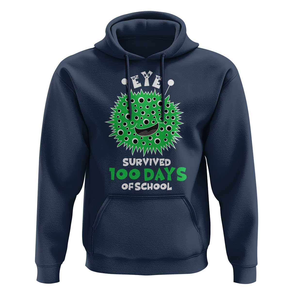 Funny Monster Virus Eye Survived 100 Days Of School Hoodie